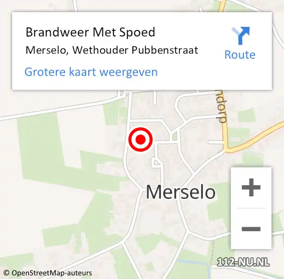 Locatie op kaart van de 112 melding: Brandweer Met Spoed Naar Merselo, Wethouder Pubbenstraat op 8 maart 2023 00:17