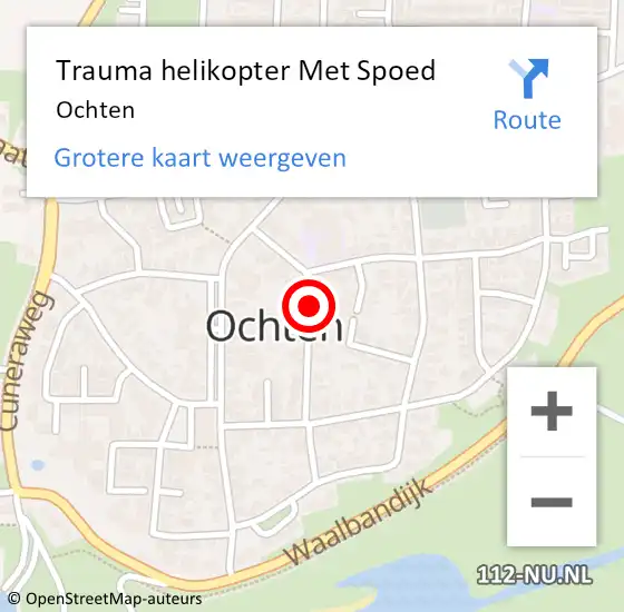 Locatie op kaart van de 112 melding: Trauma helikopter Met Spoed Naar Ochten op 8 maart 2023 00:50