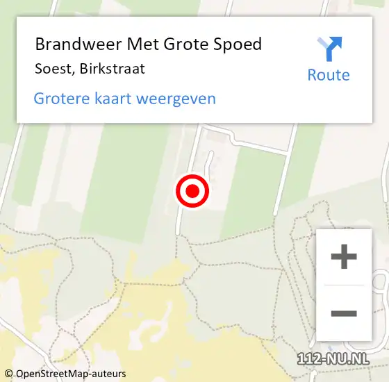 Locatie op kaart van de 112 melding: Brandweer Met Grote Spoed Naar Soest, Birkstraat op 8 maart 2023 01:42