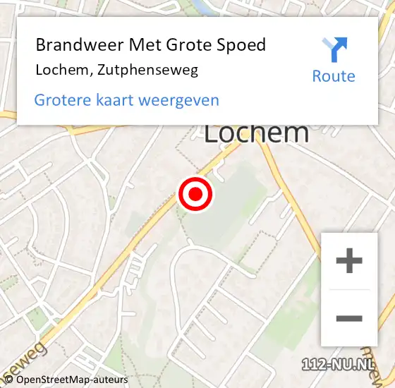 Locatie op kaart van de 112 melding: Brandweer Met Grote Spoed Naar Lochem, Zutphenseweg op 8 maart 2023 02:57