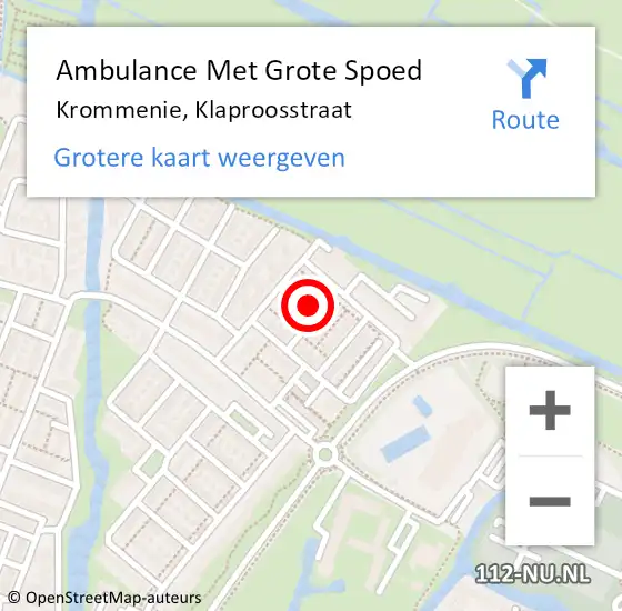 Locatie op kaart van de 112 melding: Ambulance Met Grote Spoed Naar Krommenie, Klaproosstraat op 8 maart 2023 03:59