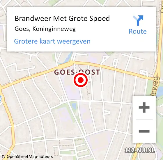 Locatie op kaart van de 112 melding: Brandweer Met Grote Spoed Naar Goes, Koninginneweg op 8 maart 2023 04:10