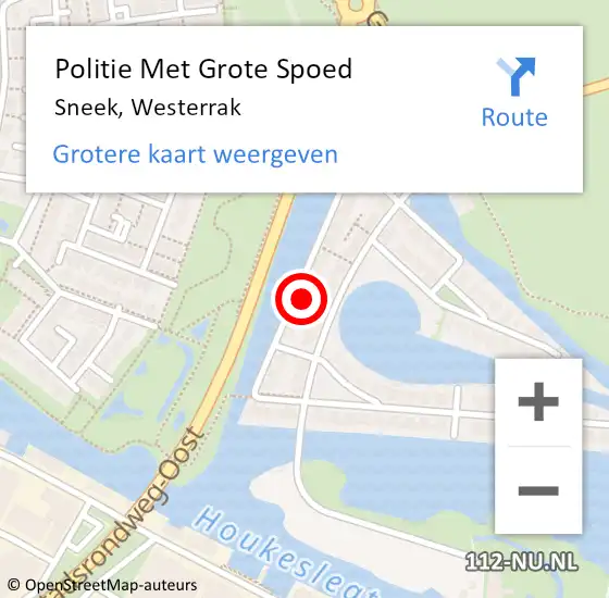 Locatie op kaart van de 112 melding: Politie Met Grote Spoed Naar Sneek, Westerrak op 8 maart 2023 06:21