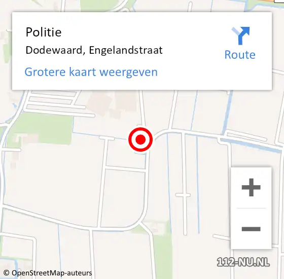 Locatie op kaart van de 112 melding: Politie Dodewaard, Engelandstraat op 8 maart 2023 06:44