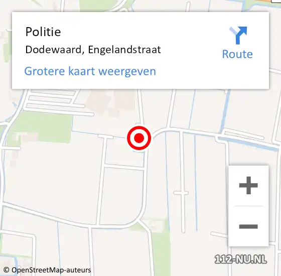 Locatie op kaart van de 112 melding: Politie Dodewaard, Engelandstraat op 8 maart 2023 06:45