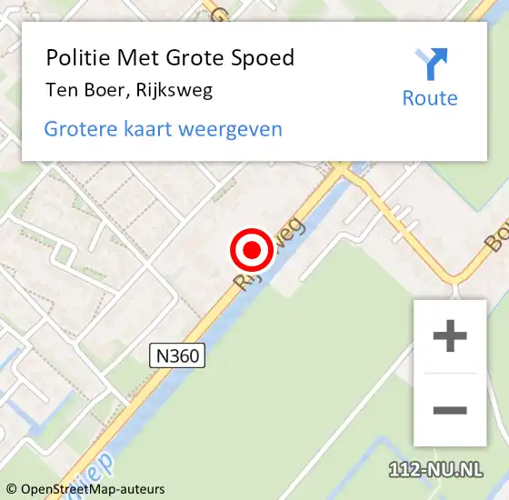 Locatie op kaart van de 112 melding: Politie Met Grote Spoed Naar Ten Boer, Rijksweg op 8 maart 2023 07:18
