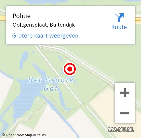 Locatie op kaart van de 112 melding: Politie Ooltgensplaat, Buitendijk op 8 maart 2023 07:25