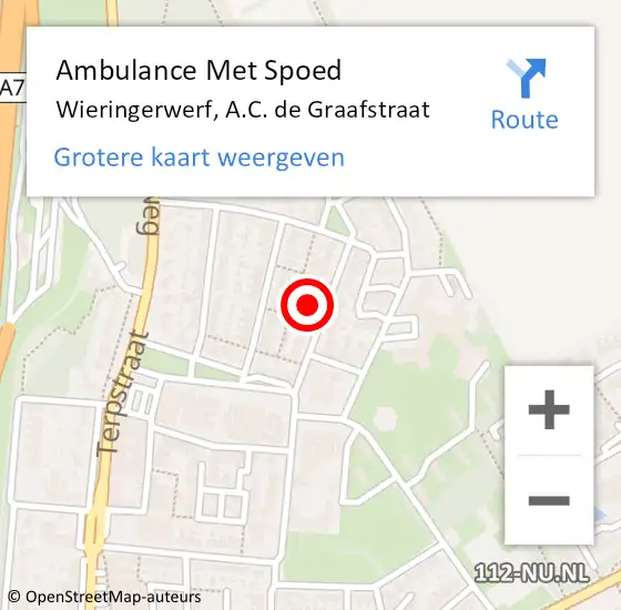 Locatie op kaart van de 112 melding: Ambulance Met Spoed Naar Wieringerwerf, A.C. de Graafstraat op 8 maart 2023 07:33