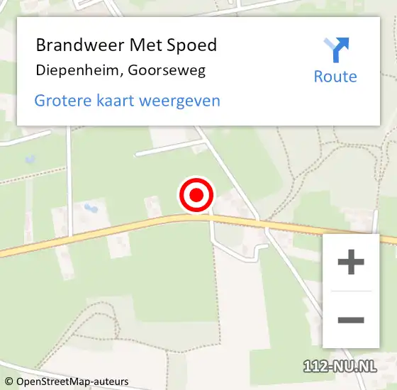Locatie op kaart van de 112 melding: Brandweer Met Spoed Naar Diepenheim, Goorseweg op 8 maart 2023 07:37