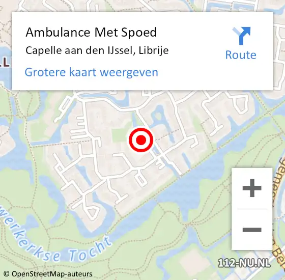 Locatie op kaart van de 112 melding: Ambulance Met Spoed Naar Capelle aan den IJssel, Librije op 8 maart 2023 08:08