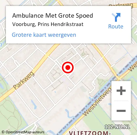 Locatie op kaart van de 112 melding: Ambulance Met Grote Spoed Naar Voorburg, Prins Hendrikstraat op 8 maart 2023 08:09