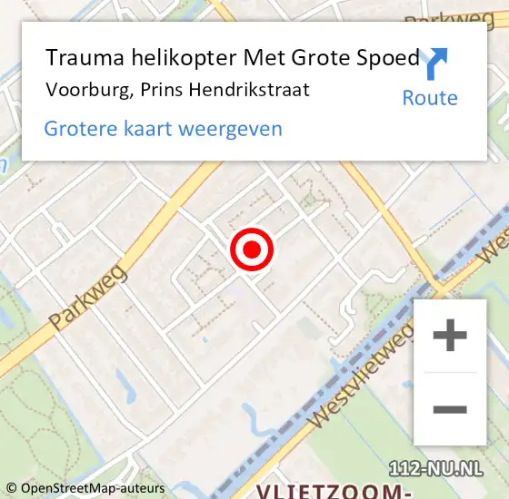 Locatie op kaart van de 112 melding: Trauma helikopter Met Grote Spoed Naar Voorburg, Prins Hendrikstraat op 8 maart 2023 08:10