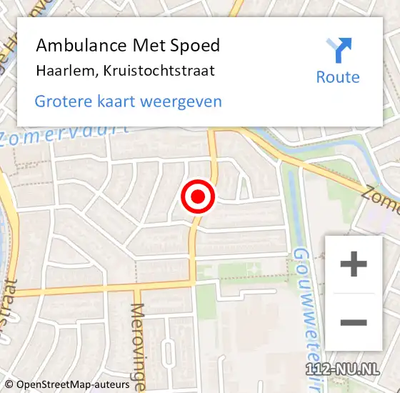 Locatie op kaart van de 112 melding: Ambulance Met Spoed Naar Haarlem, Kruistochtstraat op 8 maart 2023 08:33