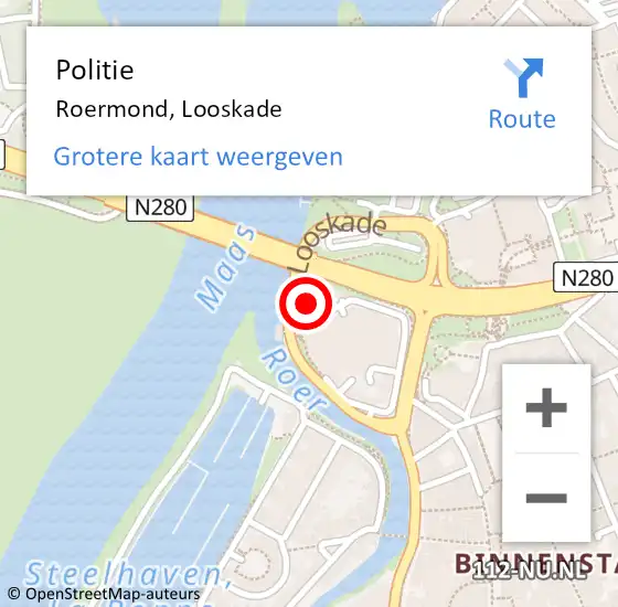 Locatie op kaart van de 112 melding: Politie Roermond, Looskade op 8 maart 2023 08:47