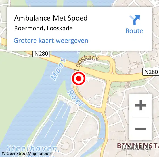 Locatie op kaart van de 112 melding: Ambulance Met Spoed Naar Roermond, Looskade op 8 maart 2023 08:48