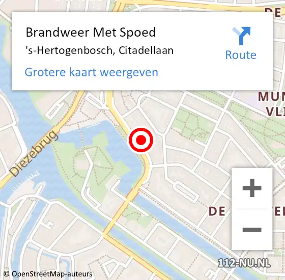 Locatie op kaart van de 112 melding: Brandweer Met Spoed Naar 's-Hertogenbosch, Citadellaan op 8 maart 2023 09:00