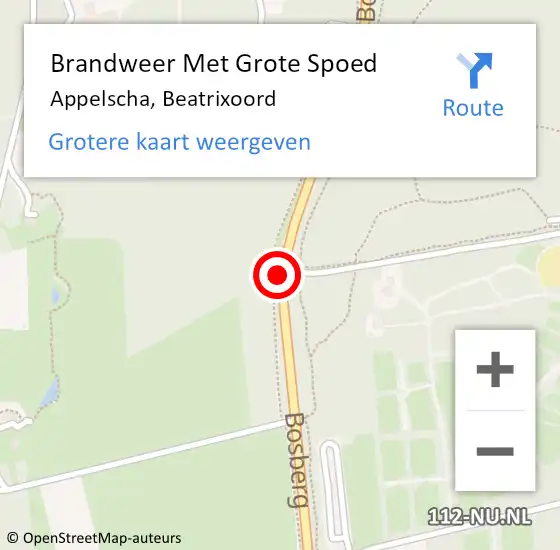 Locatie op kaart van de 112 melding: Brandweer Met Grote Spoed Naar Appelscha, Beatrixoord op 18 augustus 2014 09:08