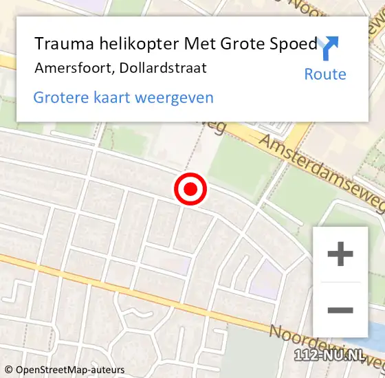 Locatie op kaart van de 112 melding: Trauma helikopter Met Grote Spoed Naar Amersfoort, Dollardstraat op 8 maart 2023 09:26