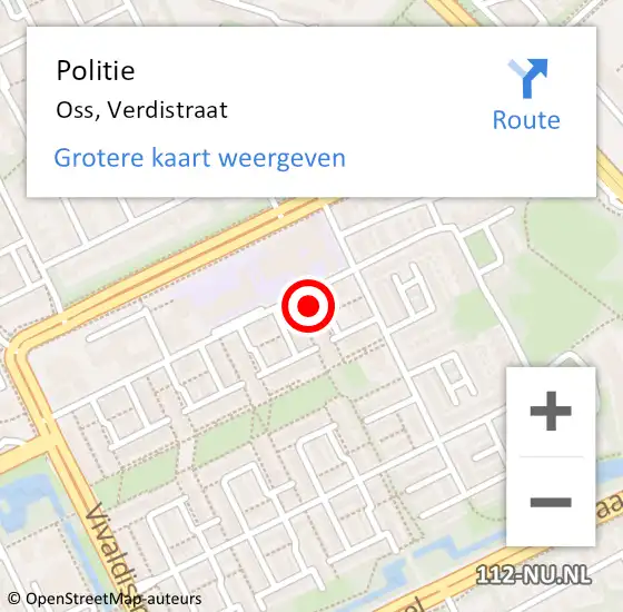 Locatie op kaart van de 112 melding: Politie Oss, Verdistraat op 8 maart 2023 09:40