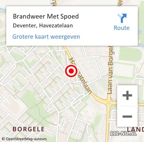 Locatie op kaart van de 112 melding: Brandweer Met Spoed Naar Deventer, Havezatelaan op 8 maart 2023 09:41