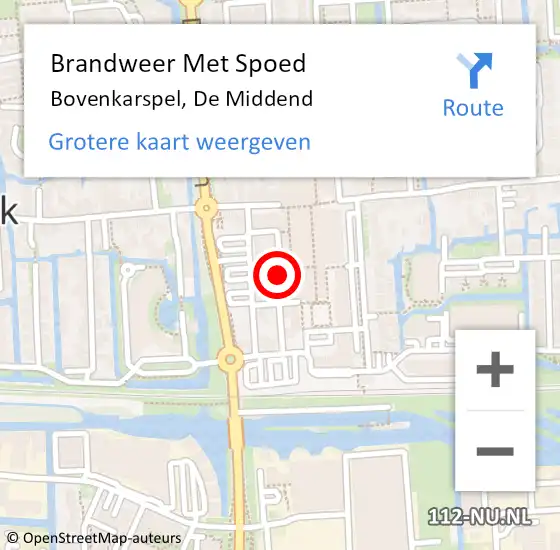 Locatie op kaart van de 112 melding: Brandweer Met Spoed Naar Bovenkarspel, De Middend op 8 maart 2023 09:59