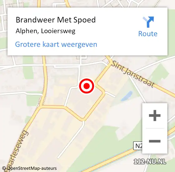 Locatie op kaart van de 112 melding: Brandweer Met Spoed Naar Alphen, Looiersweg op 8 maart 2023 10:04