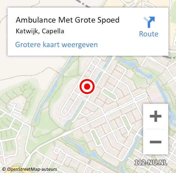 Locatie op kaart van de 112 melding: Ambulance Met Grote Spoed Naar Katwijk, Capella op 8 maart 2023 10:14