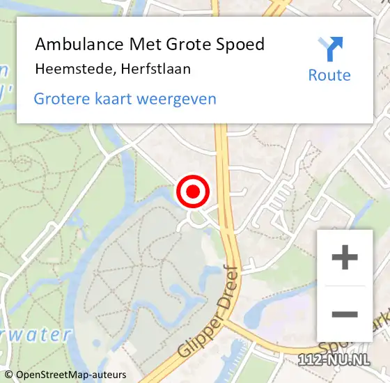 Locatie op kaart van de 112 melding: Ambulance Met Grote Spoed Naar Heemstede, Herfstlaan op 8 maart 2023 10:17