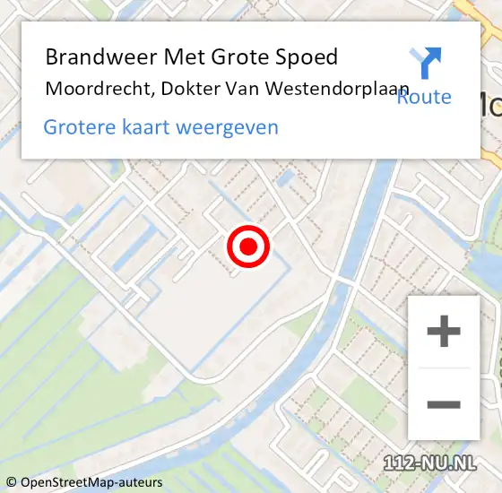 Locatie op kaart van de 112 melding: Brandweer Met Grote Spoed Naar Moordrecht, Dokter Van Westendorplaan op 8 maart 2023 10:44