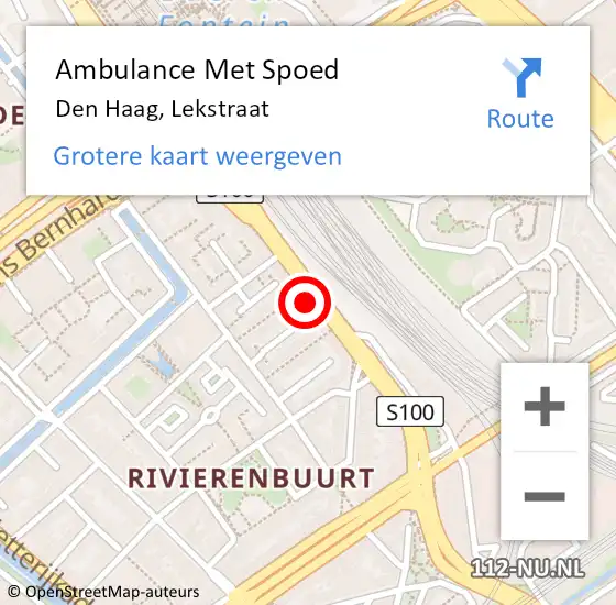 Locatie op kaart van de 112 melding: Ambulance Met Spoed Naar Den Haag, Lekstraat op 8 maart 2023 10:52