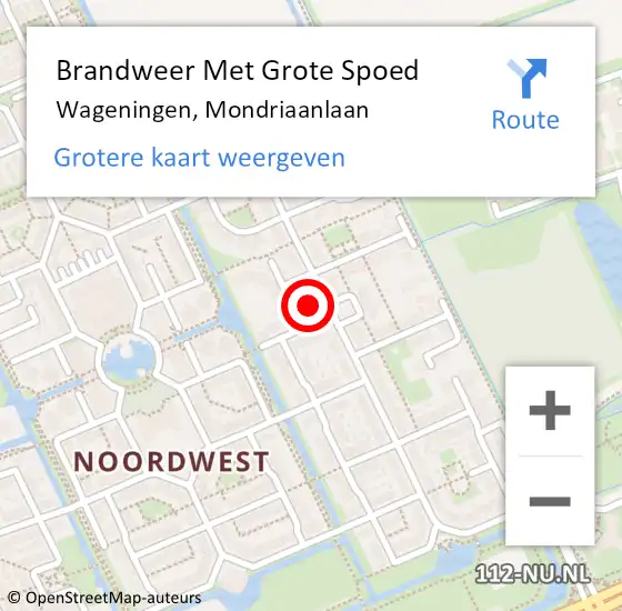 Locatie op kaart van de 112 melding: Brandweer Met Grote Spoed Naar Wageningen, Mondriaanlaan op 8 maart 2023 11:15