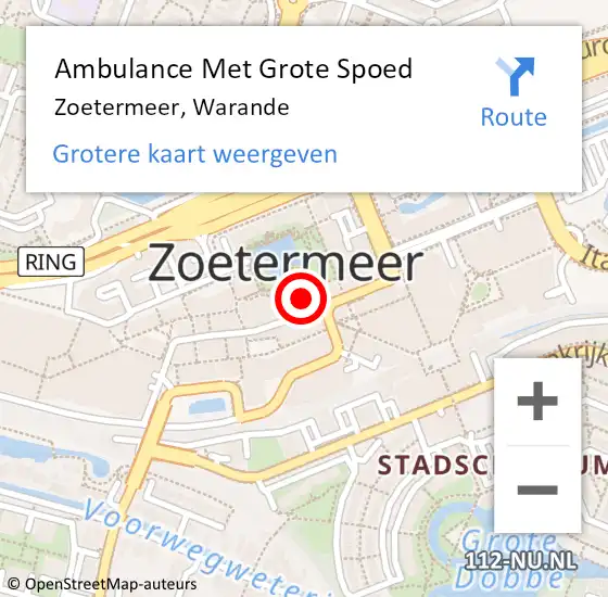 Locatie op kaart van de 112 melding: Ambulance Met Grote Spoed Naar Zoetermeer, Warande op 8 maart 2023 11:30