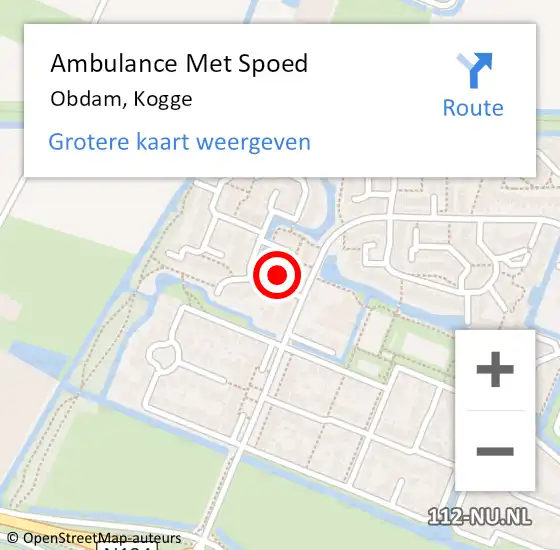 Locatie op kaart van de 112 melding: Ambulance Met Spoed Naar Obdam, Kogge op 8 maart 2023 11:40