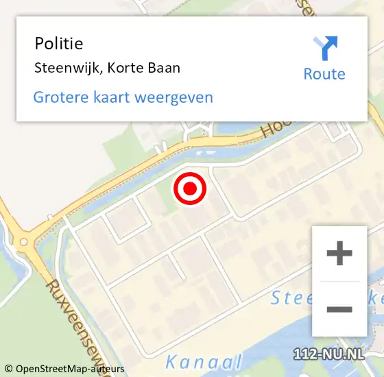 Locatie op kaart van de 112 melding: Politie Steenwijk, Korte Baan op 8 maart 2023 12:09