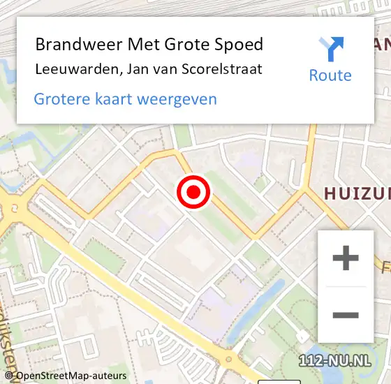 Locatie op kaart van de 112 melding: Brandweer Met Grote Spoed Naar Leeuwarden, Jan van Scorelstraat op 8 maart 2023 12:27