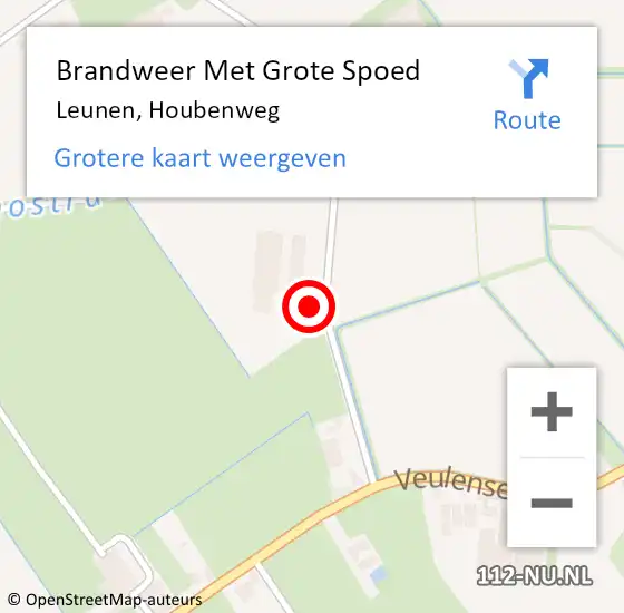 Locatie op kaart van de 112 melding: Brandweer Met Grote Spoed Naar Leunen, Houbenweg op 8 maart 2023 12:33