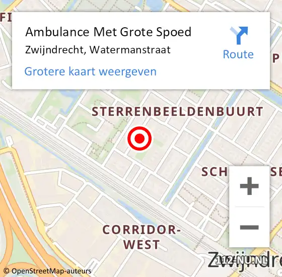 Locatie op kaart van de 112 melding: Ambulance Met Grote Spoed Naar Zwijndrecht, Watermanstraat op 8 maart 2023 12:52