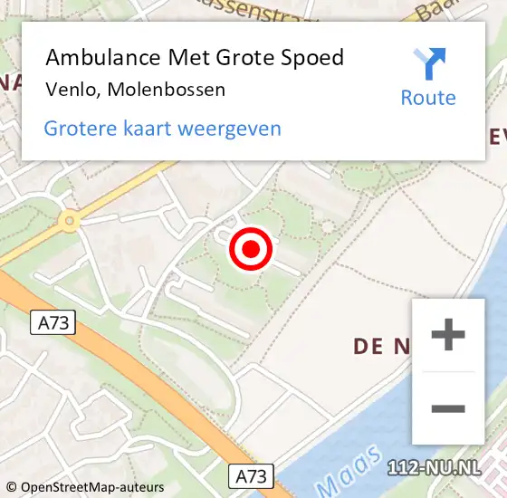 Locatie op kaart van de 112 melding: Ambulance Met Grote Spoed Naar Venlo, Molenbossen op 8 maart 2023 12:59