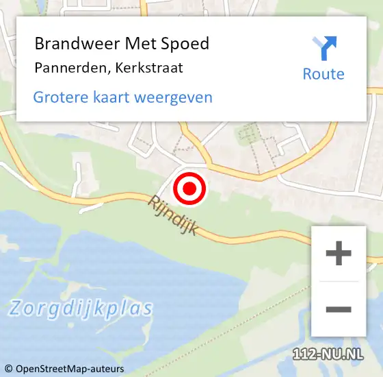 Locatie op kaart van de 112 melding: Brandweer Met Spoed Naar Pannerden, Kerkstraat op 8 maart 2023 13:41