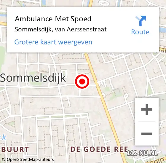 Locatie op kaart van de 112 melding: Ambulance Met Spoed Naar Sommelsdijk, van Aerssenstraat op 8 maart 2023 14:39