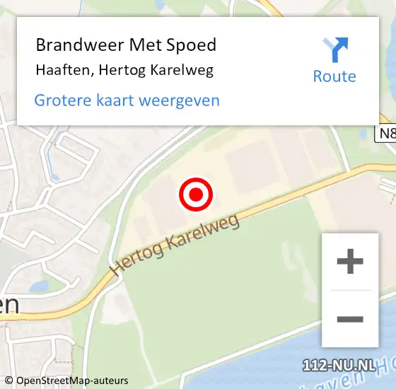 Locatie op kaart van de 112 melding: Brandweer Met Spoed Naar Haaften, Hertog Karelweg op 8 maart 2023 14:41