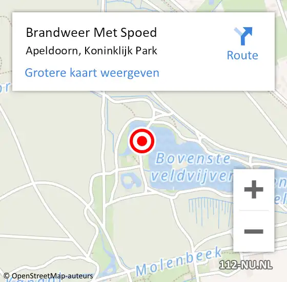 Locatie op kaart van de 112 melding: Brandweer Met Spoed Naar Apeldoorn, Koninklijk Park op 8 maart 2023 15:05