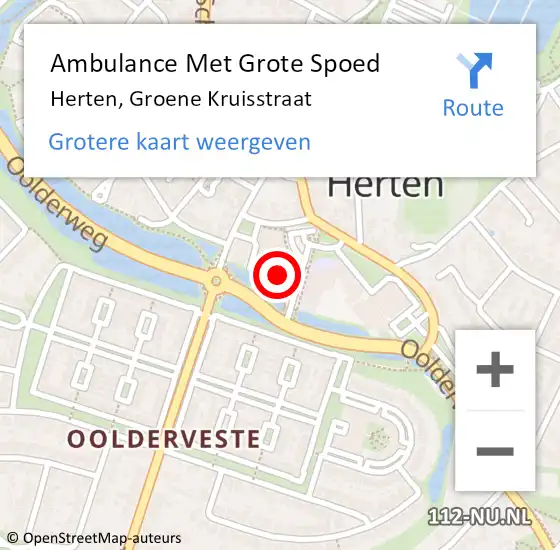 Locatie op kaart van de 112 melding: Ambulance Met Grote Spoed Naar Herten, Groene Kruisstraat op 8 maart 2023 15:12