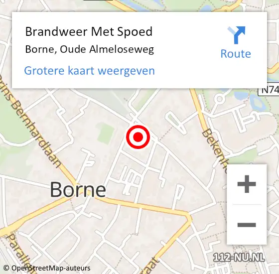 Locatie op kaart van de 112 melding: Brandweer Met Spoed Naar Borne, Oude Almeloseweg op 8 maart 2023 15:31