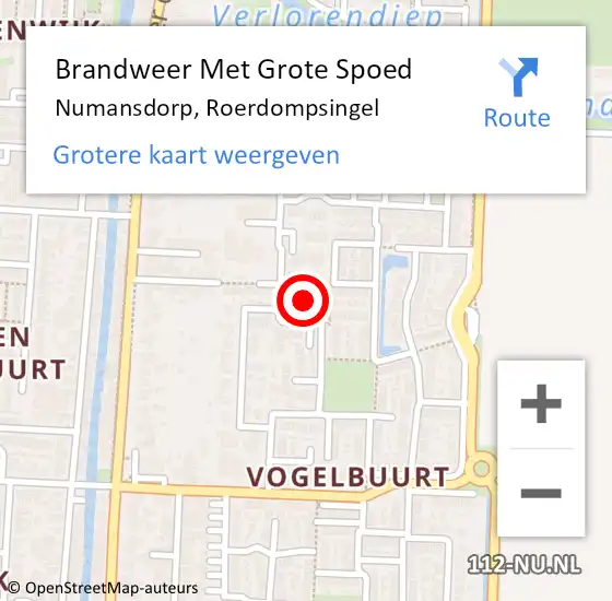 Locatie op kaart van de 112 melding: Brandweer Met Grote Spoed Naar Numansdorp, Roerdompsingel op 8 maart 2023 15:34