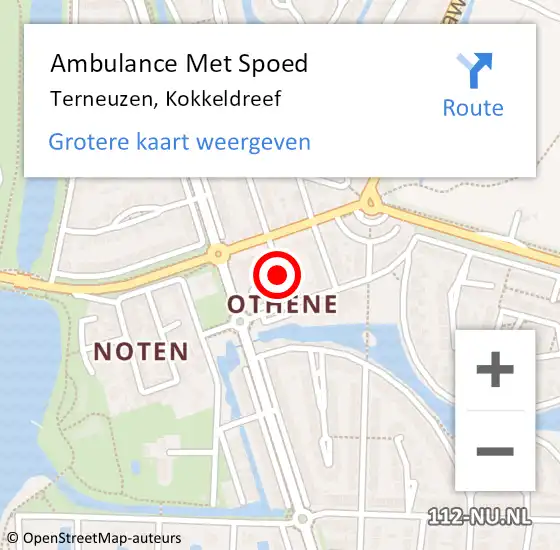 Locatie op kaart van de 112 melding: Ambulance Met Spoed Naar Terneuzen, Kokkeldreef op 18 augustus 2014 09:49