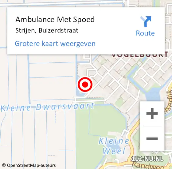 Locatie op kaart van de 112 melding: Ambulance Met Spoed Naar Strijen, Buizerdstraat op 8 maart 2023 15:53