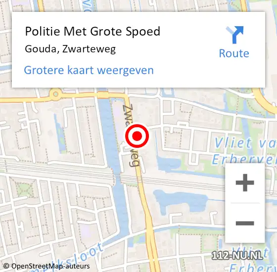 Locatie op kaart van de 112 melding: Politie Met Grote Spoed Naar Gouda, Zwarteweg op 8 maart 2023 16:00