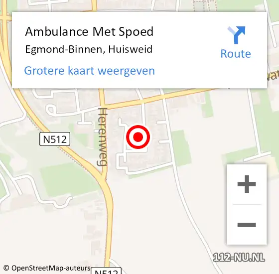 Locatie op kaart van de 112 melding: Ambulance Met Spoed Naar Egmond-Binnen, Huisweid op 8 maart 2023 16:16