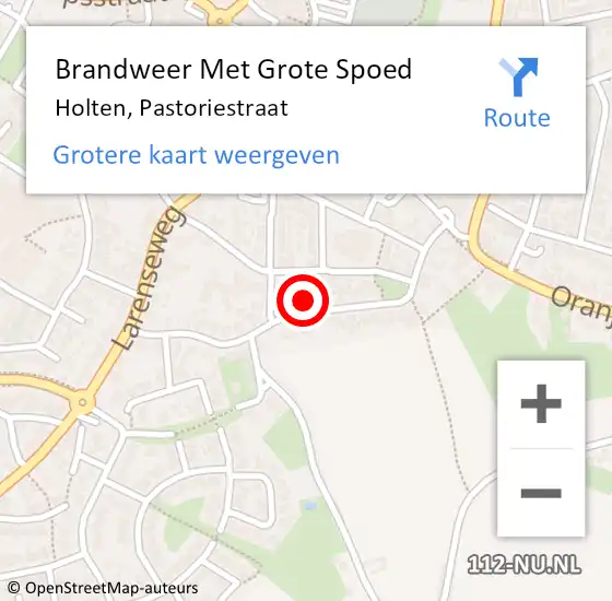 Locatie op kaart van de 112 melding: Brandweer Met Grote Spoed Naar Holten, Pastoriestraat op 8 maart 2023 16:52